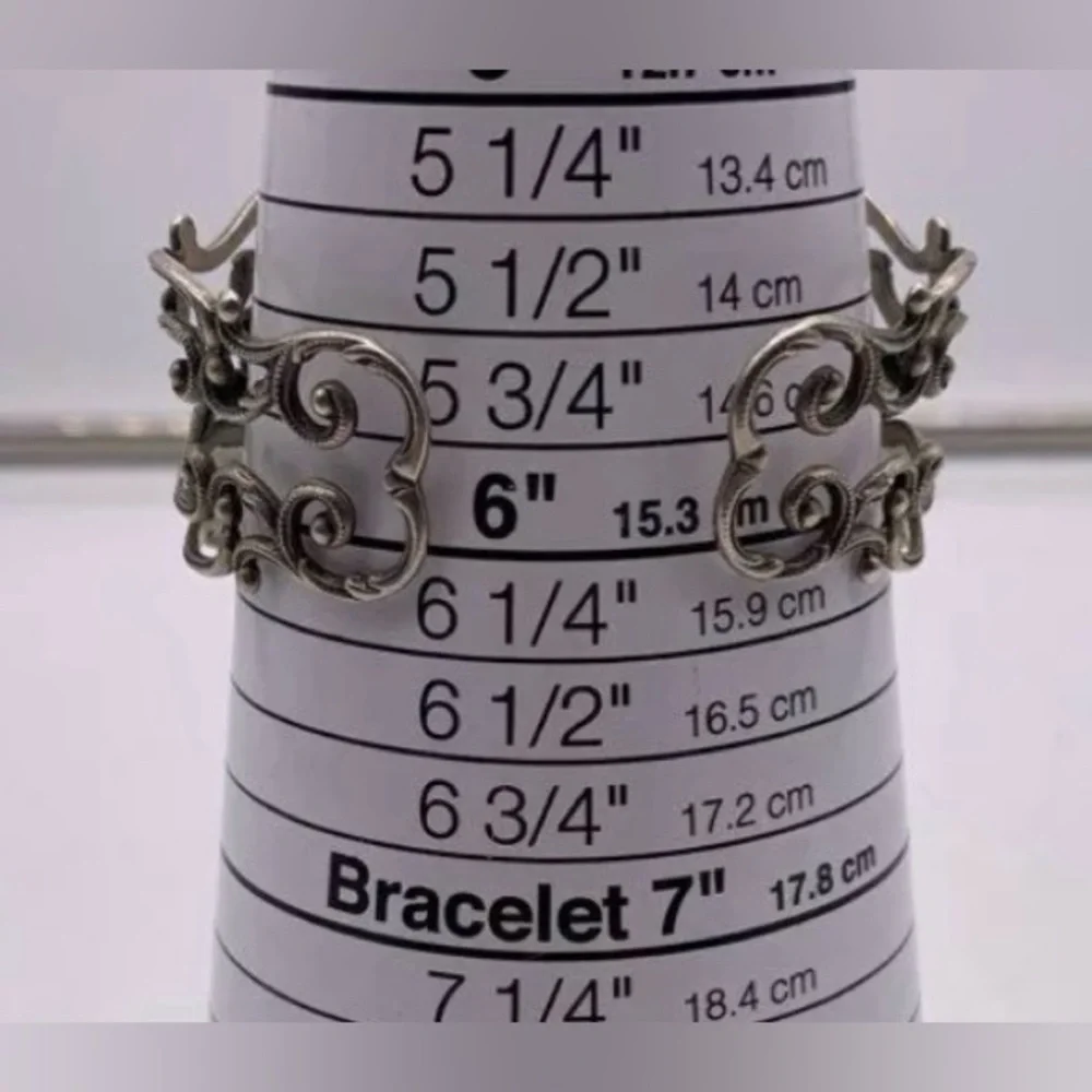 Sterling Silver Vintage Danecraft Filigree Art Nouveau Cuff Bracelet 6 inch - Picture 9 of 10